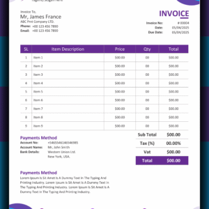 MS Word Invoice Design 21 - Fully Editable & Instant Download