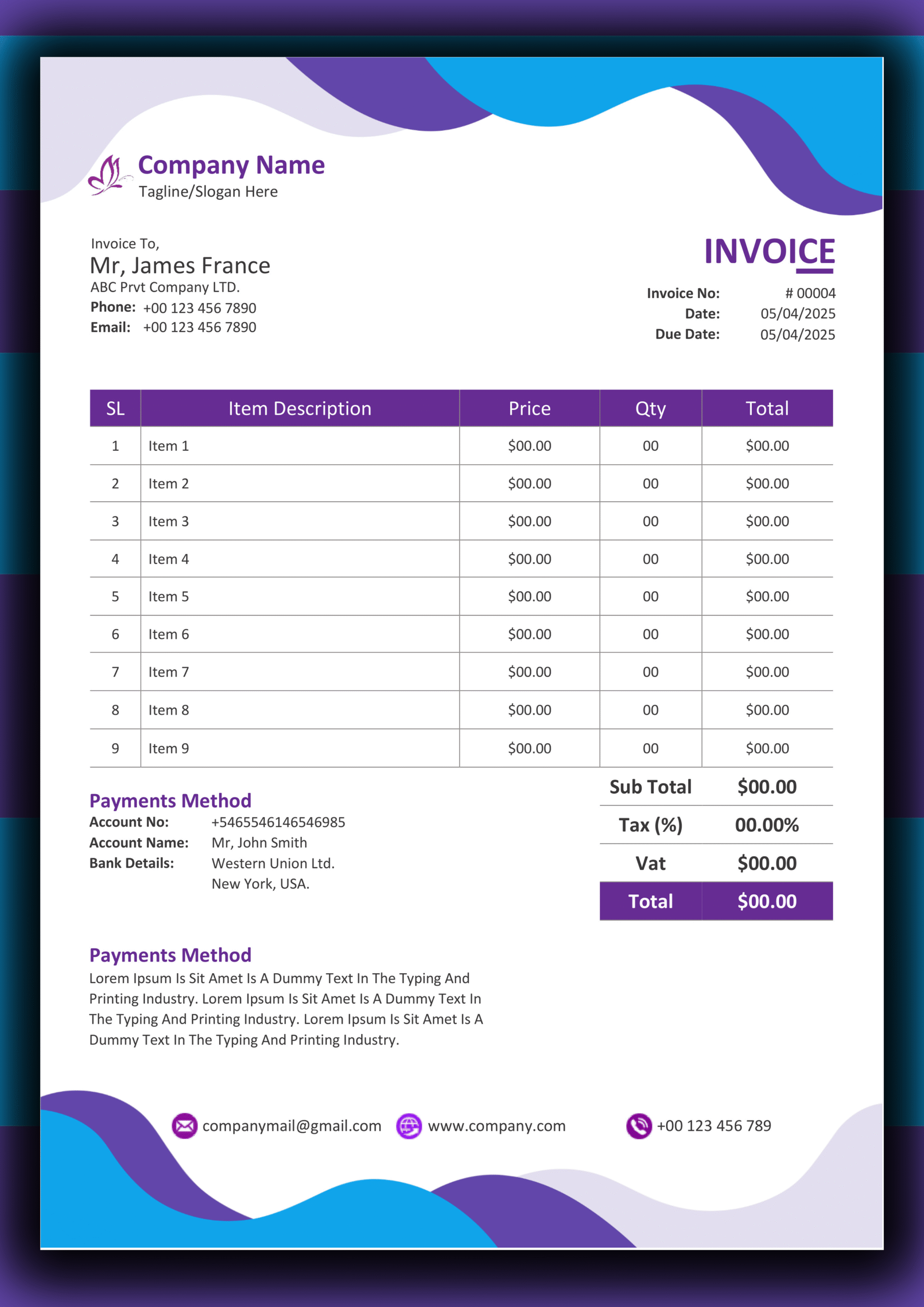 MS Word Invoice Design 21 - Fully Editable & Instant Download