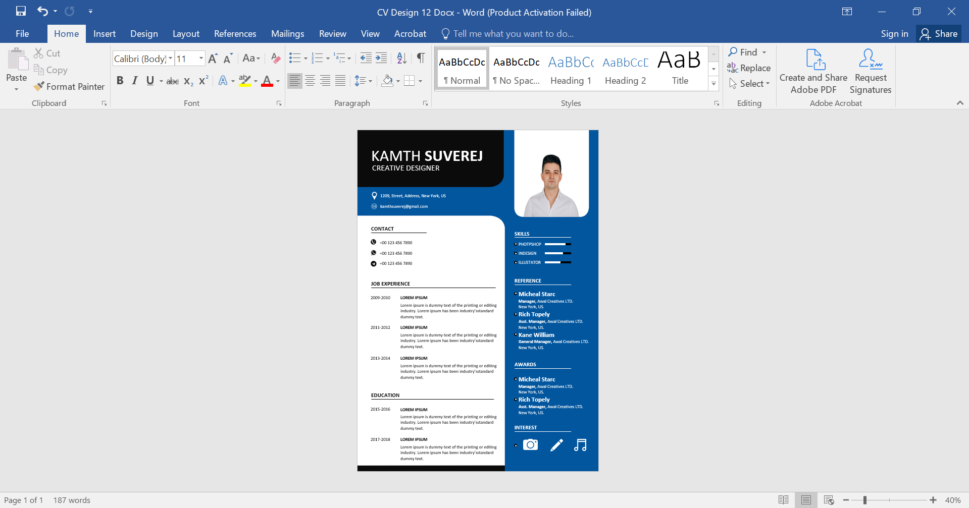 Creative MS Word CV Template Design 12 Preview