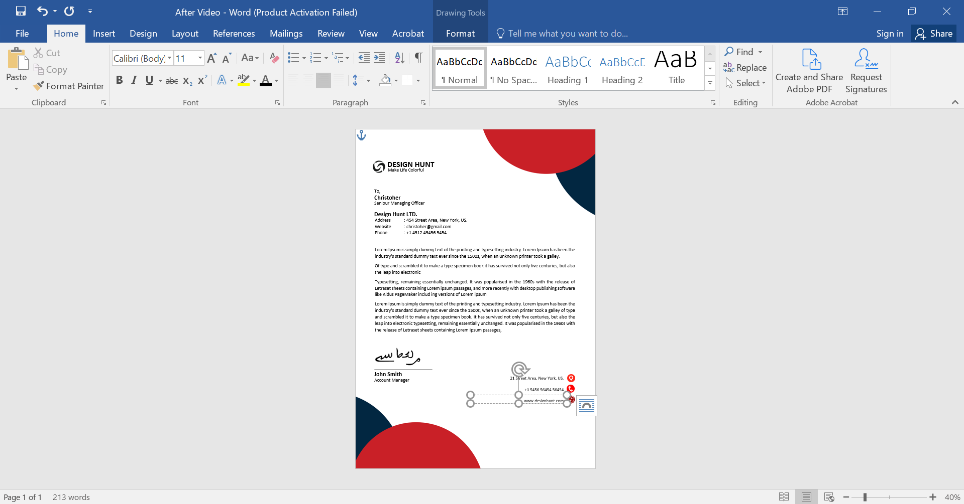 Professional MS Word Cover Letter Template Design Preview