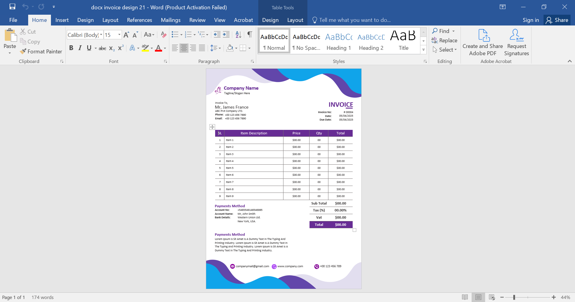  MS Word Invoice Template Design 21 Preview