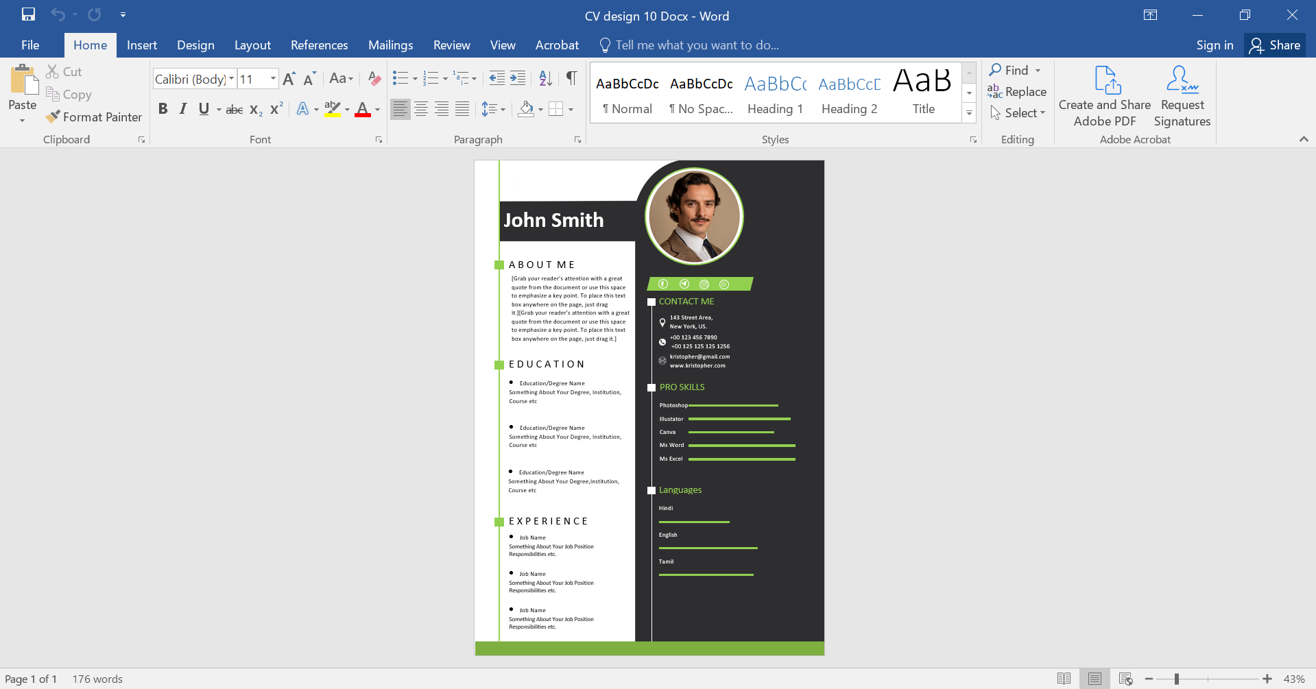 Contemporary MS Word CV Template Design 10 Preview