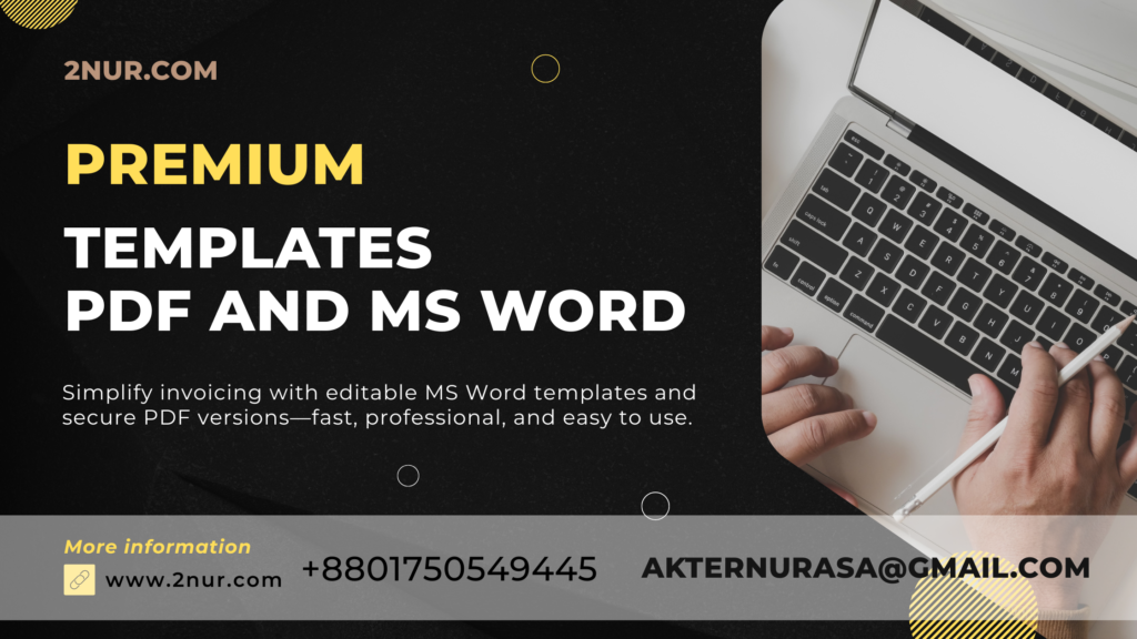 Editable invoice template in Microsoft Word format for professional billing