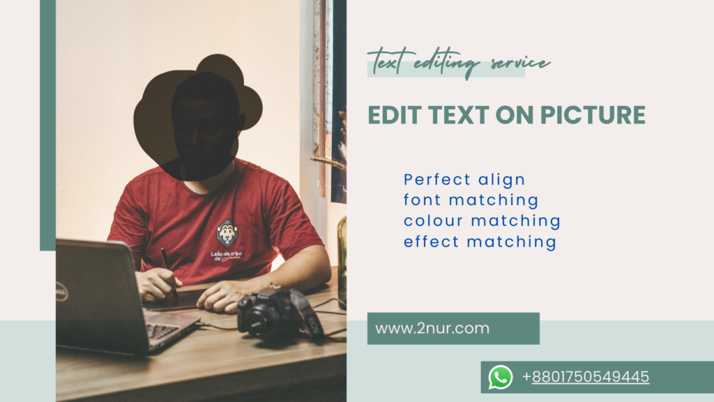 Editing and replacing text on an image using photo editing tools.