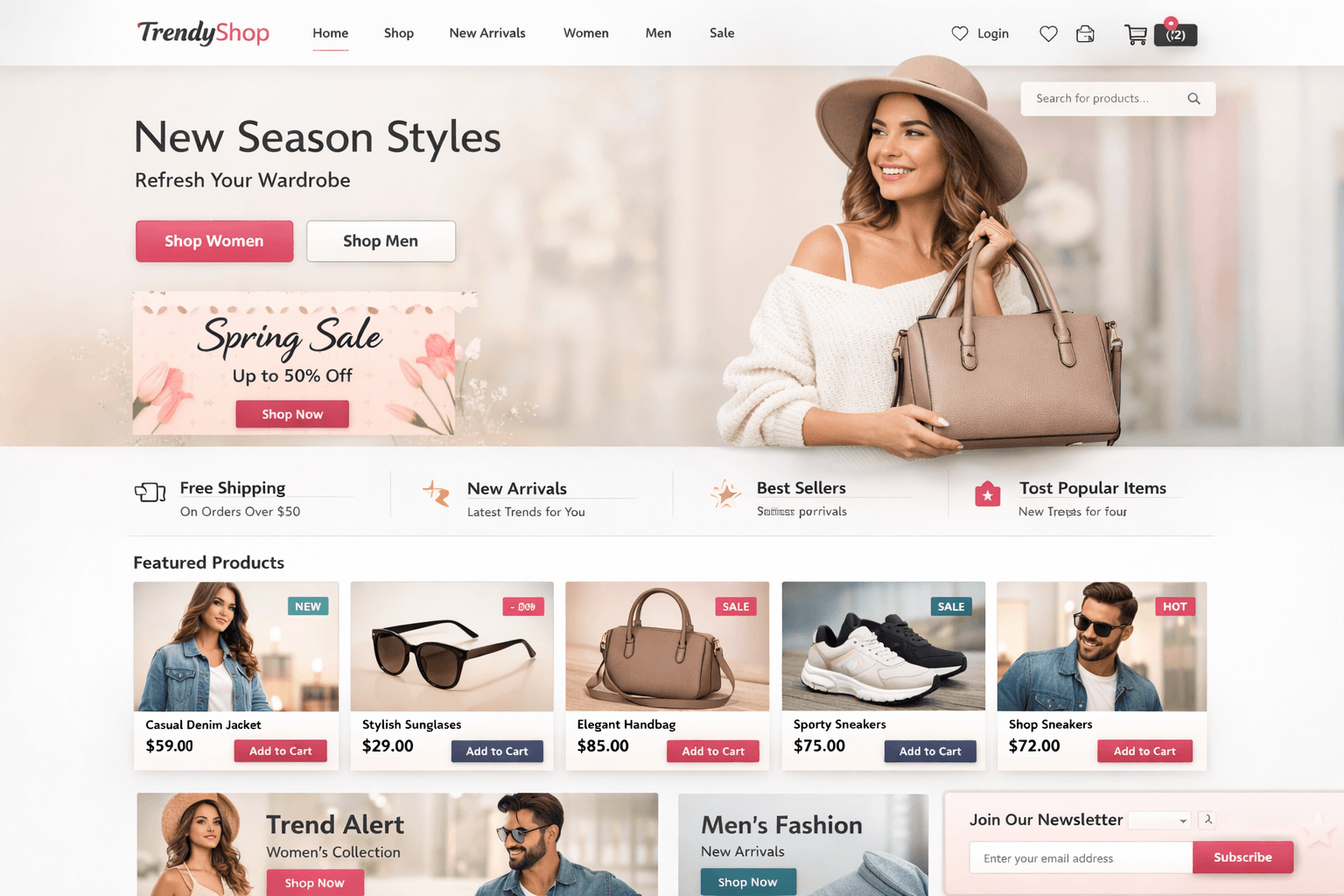 Creating an ecommerce website interface preview