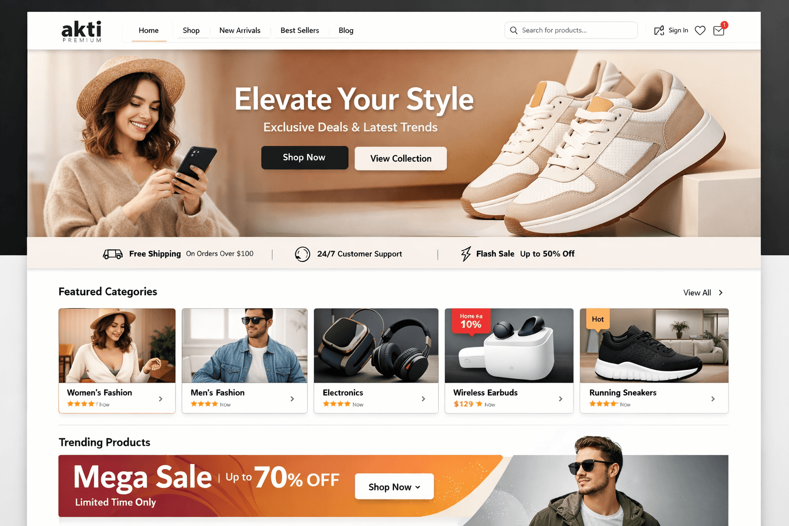 premium e commerce development interface