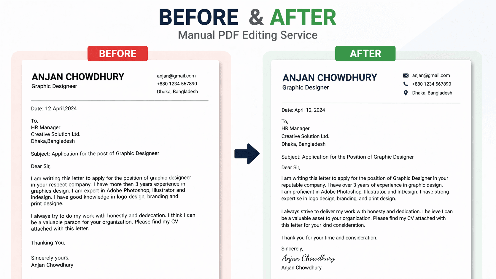 photoshop document editing before and after sample