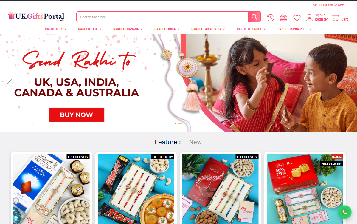 UK Gifts Portal website preview