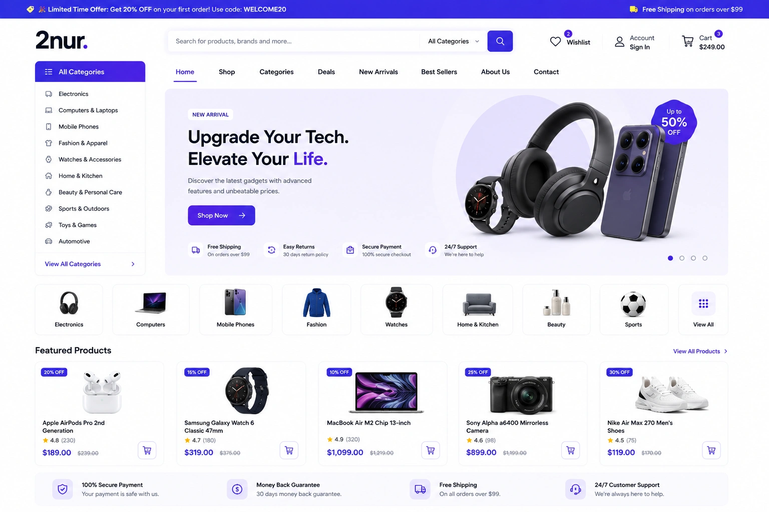 Freelance ecommerce web developer for hire - modern online store preview