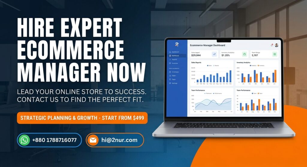 Experienced ecommerce manager analyzing sales performance, managing online store operations, and optimizing digital commerce strategies.