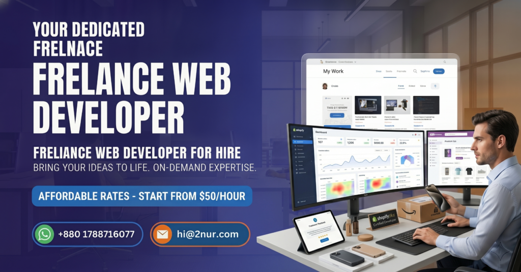 Freelance web developer for hire creating responsive websites, custom web applications, and SEO-friendly business websites.